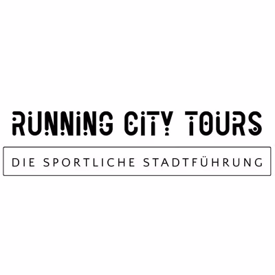 Schwarze Schrift auf weißem Grund: Logo der Running City Tours mit Subline "Die sportliche Stadtführung"